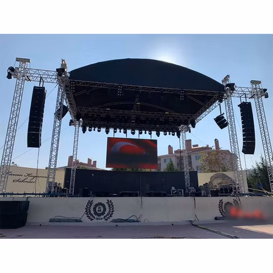 Dragonstage Exposición portátil al aire libre Conciertos Eventos Boda Iluminación de escenario Espectáculo Altavoz Armazón de aluminio con techo curvo Pantalla LED Armazón TUV SGS CE